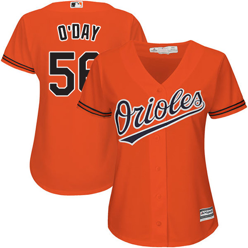 Orioles #56 Darren O'Day Orange Alternate Women's Stitched MLB Jersey - Click Image to Close